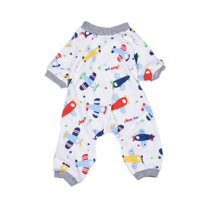 Pyjama blanc à motifs avions pour Chihuahua – Confortable et chaud, idéal pour garder votre petit chien ou chat au chaud pendant la nuit