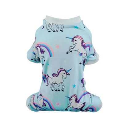 Pyjama bleu avec motifs licornes pour Chihuahua – Confortable et chaud, idéal pour garder votre petit chien ou chat au chaud pendant la nuit