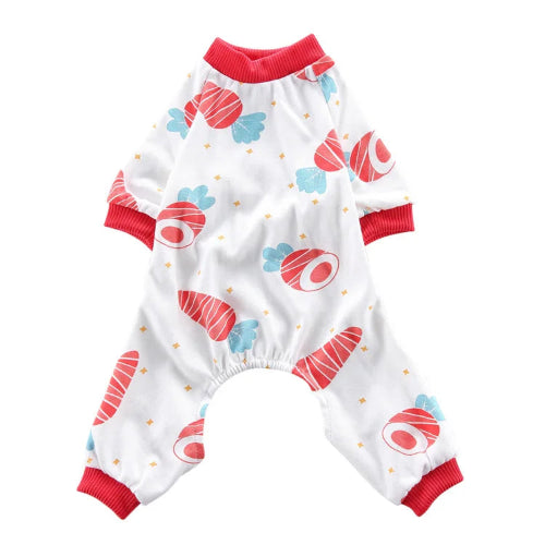Pyjama blanc à motifs carottes pour Chihuahua – Confortable et chaud, idéal pour garder votre petit chien ou chat au chaud pendant la nuit