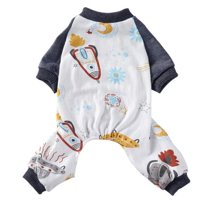 Pyjama blanc et noir avec motifs fusees pour Chihuahua – Confortable, idéal pour garder votre petit chien ou chat au chaud pendant la nuit