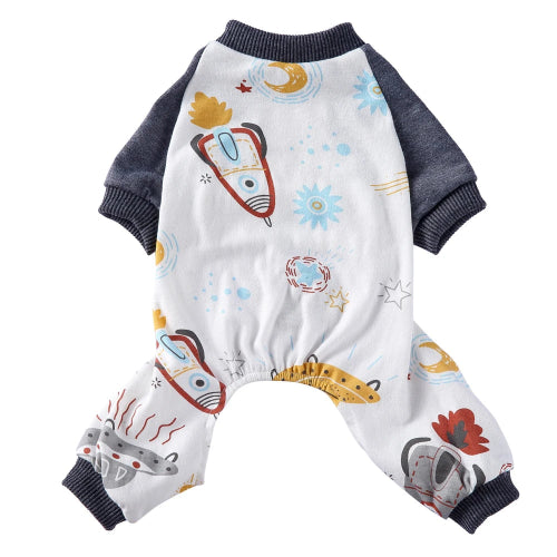 Pyjama blanc et noir avec motifs fusees pour Chihuahua – Confortable, idéal pour garder votre petit chien ou chat au chaud pendant la nuit