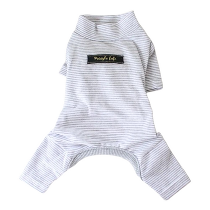Pyjama gris à rayures pour Chihuahua – Confortable et chaud, idéal pour garder votre petit chien ou chat au chaud pendant la nuit