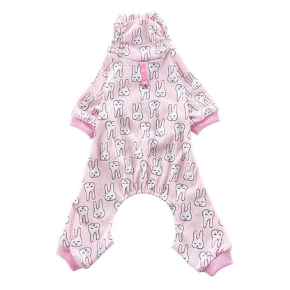 Pyjama rose avec motifs lapins pour Chihuahua – Confortable, idéal pour garder votre petit chien ou chat au chaud pendant la nuit