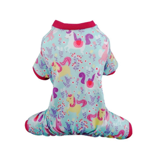 Pyjama bleu et rouge avec motifs licornes pour Chihuahua – Confortable et chaud, idéal pour garder votre petit chien ou chat au chaud pendant la nuit