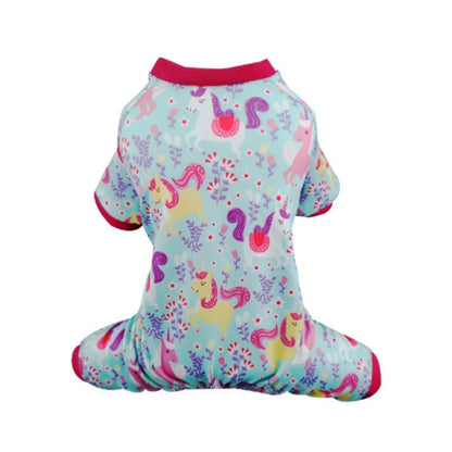Pyjama bleu et rouge avec motifs licornes pour Chihuahua – Confortable et chaud, idéal pour garder votre petit chien ou chat au chaud pendant la nuit