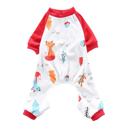 Pyjama blanc à motifs renard pour Chihuahua – Confortable et chaud, idéal pour garder votre petit chien ou chat au chaud pendant la nuit
