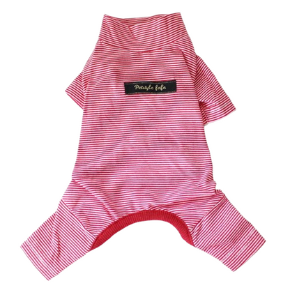 Pyjama rouge à rayures pour Chihuahua – Confortable et chaud, idéal pour garder votre petit chien ou chat au chaud pendant la nuit