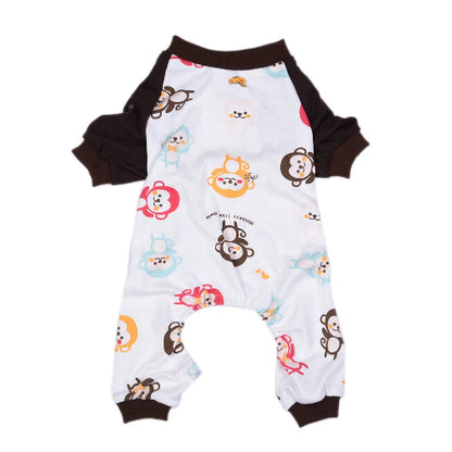 Pyjama blanc à motifs singes pour Chihuahua – Confortable et chaud, idéal pour garder votre petit chien ou chat au chaud pendant la nuit