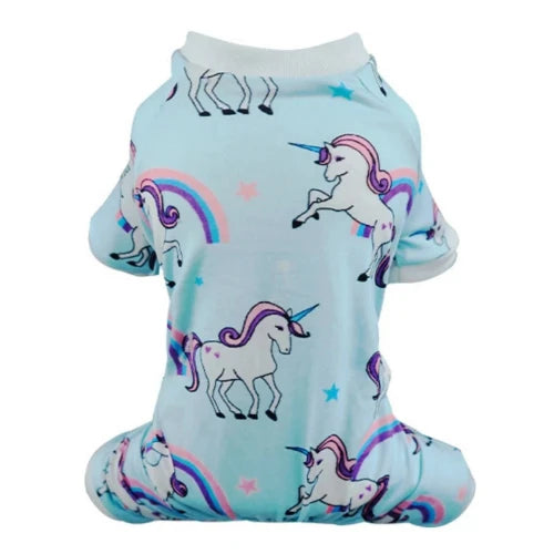 Pyjama bleu motifs licornes pour Chihuahua – Confortable, idéal pour garder votre petit chien ou chat au chaud pendant la nuit