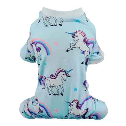 Pyjama bleu motifs licornes pour Chihuahua – Confortable, idéal pour garder votre petit chien ou chat au chaud pendant la nuit