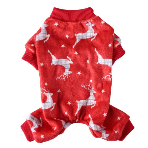 Pyjama rouge avec motifs de noël rennes pour Chihuahua – Confortable, idéal pour garder votre petit chien ou chat au chaud pendant la nuit