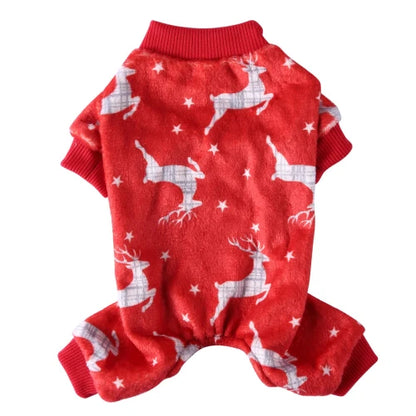 Pyjama rouge avec motifs de noël rennes pour Chihuahua – Confortable, idéal pour garder votre petit chien ou chat au chaud pendant la nuit