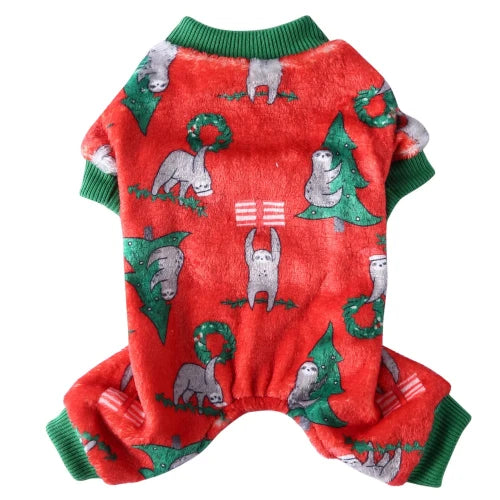 Pyjama rouge avec motif de noël paresseux pour Chihuahua – Idéal pour garder votre petit chien ou chat au chaud pendant la nuit