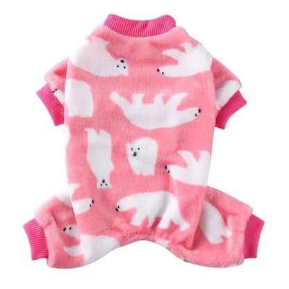Pyjama blanc et rose avec motif ours pour Chihuahua – Confortable, idéal pour garder votre petit chien ou chat au chaud pendant la nuit