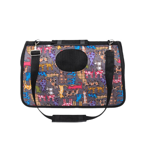 Sac bandoulière multicolore avec motifs chats pour transporter votre Chihuahua - confortable pour emmener votre petit chien ou chat