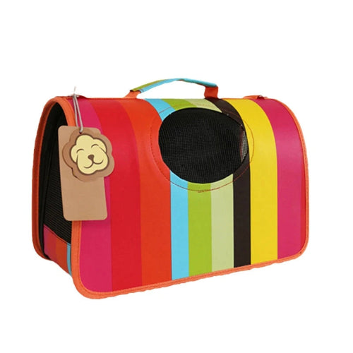 Sac bandoulière à rayures multicolore pour transporter votre Chihuahua - confortable pour emmener votre petit chien ou chat