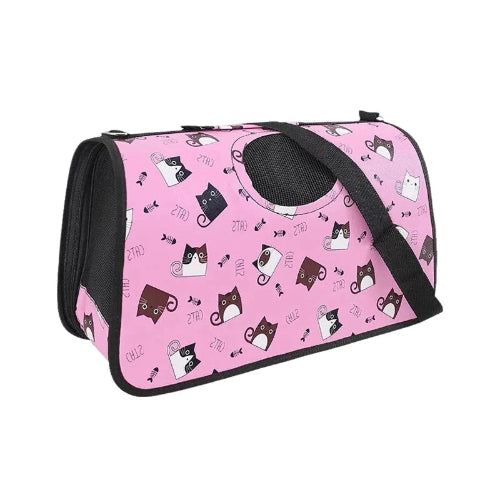 Sac bandoulière rose avec motifs chats pour transporter votre Chihuahua - confortable pour emmener votre petit chien ou chat