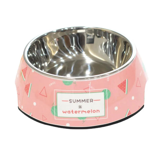 Gamelle Chien : Inox rose motifs Pastèque