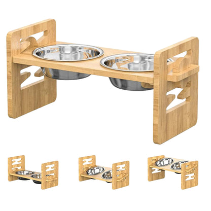 Gamelle Chien : Inclinable en bambou