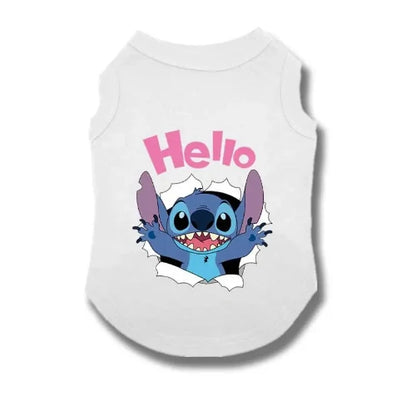 Vêtement pour Chihuahua : t-shirt blanc lilo et stitch disney – Léger pour protéger votre petit chien ou chat