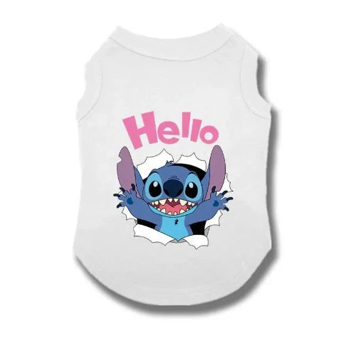 Vêtement pour Chihuahua : t-shirt blanc lilo et stitch disney – Léger pour protéger votre petit chien ou chat