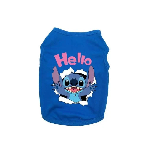 Vêtement pour Chihuahua : t-shirt bleu lilo et stitch disney – Léger pour protéger votre petit chien ou chat