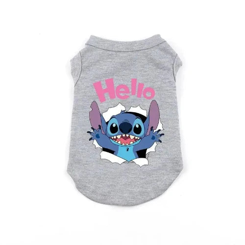 Vêtement pour Chihuahua : t-shirt gris lilo et stitch disney – Léger pour protéger votre petit chien ou chat