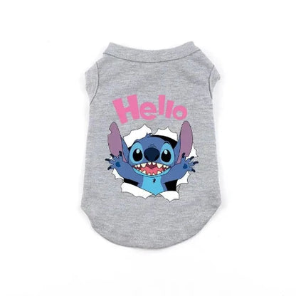 Vêtement pour Chihuahua : t-shirt gris lilo et stitch disney – Léger pour protéger votre petit chien ou chat