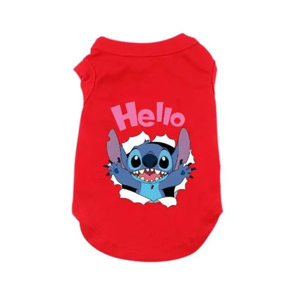 Vêtement pour Chihuahua : t-shirt rouge lilo et stitch disney – Léger pour protéger votre petit chien ou chat