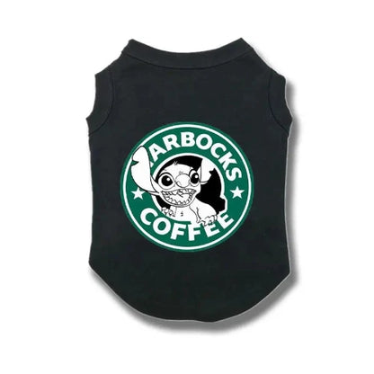Vêtement pour Chihuahua : t-shirt noir lilo et stitch disney et motif starbucks – Léger pour protéger votre petit chien ou chat
