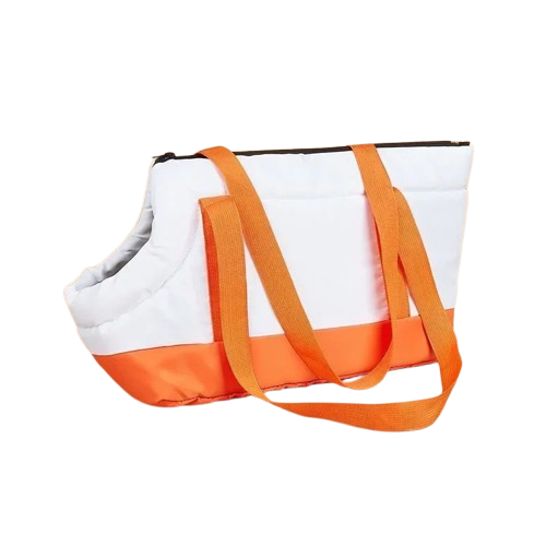 Sac bandoulière de transport orange et blanc pour Chihuahua – Léger et pratique, il permet de transporter facilement votre petit chien ou chat