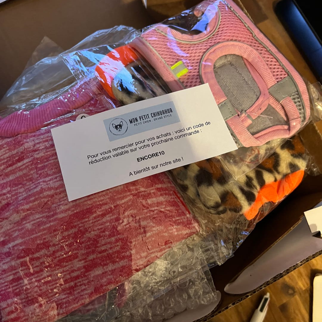 Avis client de la boutique Mon Petit Chihuahua specialisee pour les petits chiens : commande avec un code promotionnel ENCORE10
