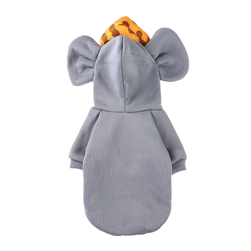 Déguisement Chihuahua : costume de souris grise confortable et tendance, parfait pour les fêtes, évènements, anniversaires ou halloween – taille parfaite pour les petits chiens - vue de dos