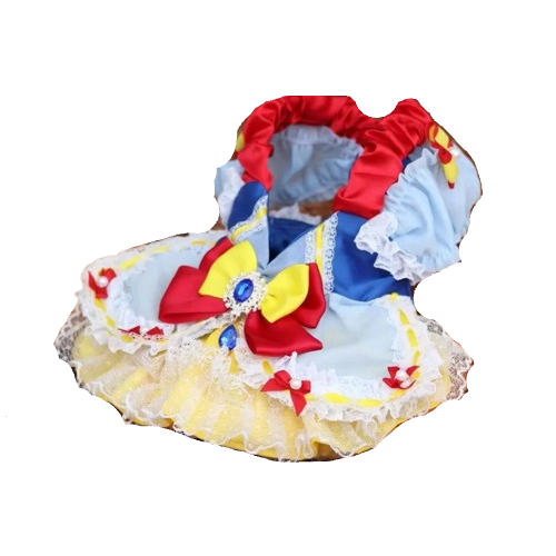 Déguisement Chihuahua : costume de blanche neige disney confortable et tendance, parfait pour les fêtes, évènements, anniversaires ou Halloween – taille parfaite pour les petits chiens - vue de face