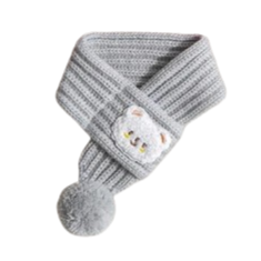 Vêtements pour Chihuahua : Écharpe en laine grise avec motif nounours – douce pour garder au chaud votre petit chien ou chat