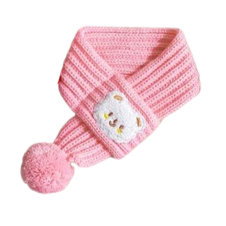 Vêtements pour Chihuahua : Écharpe en laine rose avec motif nounours – douce pour garder au chaud votre petit chien ou chat