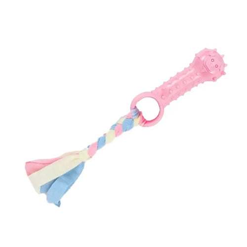 Jouet rose pour petits chiens en forme de bâton.Vendu sur la boutique Mon Petit Chihuahua. Convient aussi aux Chats.
