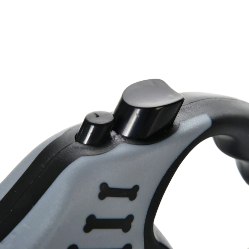 Laisse rétractable noire et bleue pour Chihuahua – Pratique et ajustable, idéale pour promener votre petit chien ou chat - zoom sur bouton