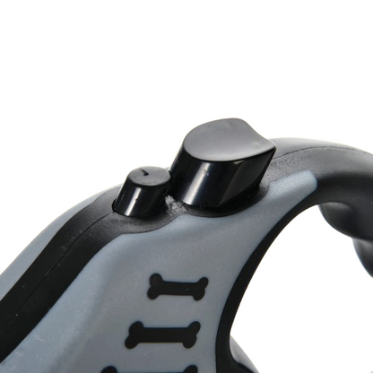Laisse rétractable noire et bleue pour Chihuahua – Pratique et ajustable, idéale pour promener votre petit chien ou chat - zoom sur bouton