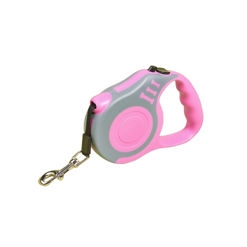 Laisse rétractable rose et grise pour Chihuahua – Pratique et ajustable, idéale pour promener votre petit chien ou chat
