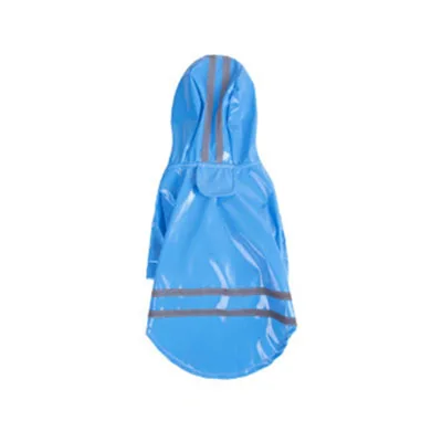 Manteau pour Chihuahua : kway imperméable bleu avec capuche. Liserés réfléchissants. Confortable, parfait pour protéger votre petit chien ou chat les jours de pluie.