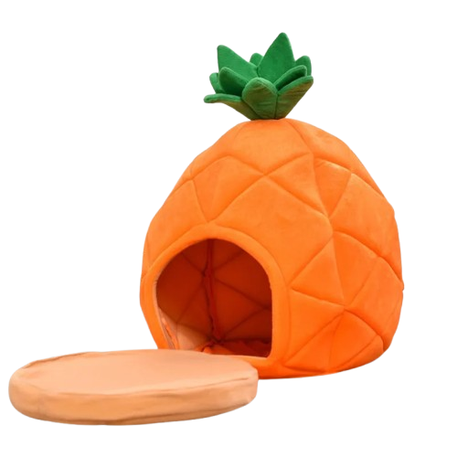 Niche pour Chihuahua en forme d'Ananas  – Confort maximal avec intérieur moelleux, parfait pour les petits chiens ou chats - avec coussin