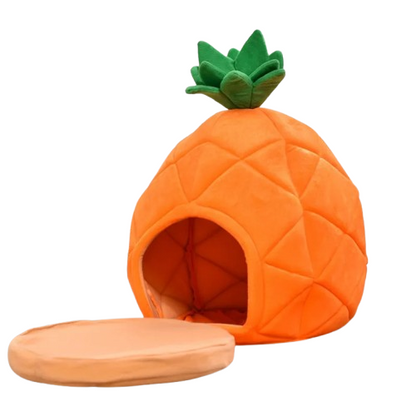 Niche pour Chihuahua en forme d'Ananas  – Confort maximal avec intérieur moelleux, parfait pour les petits chiens ou chats - avec coussin