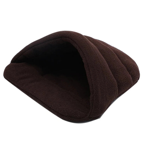 Niche pour Chihuahua en forme de chausson marron foncé – Confort maximal, parfait pour les petits chiens ou chats
