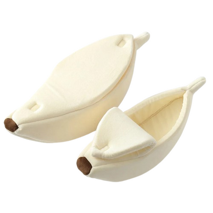 Niche pour Chihuahua : banane beige – Confort maximal avec intérieur moelleux, parfait pour les petits chiens ou chats