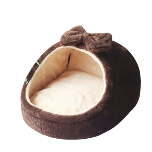 Niche pour Chihuahua marron foncé – Confort maximal avec intérieur moelleux, parfait pour les petits chiens ou chats