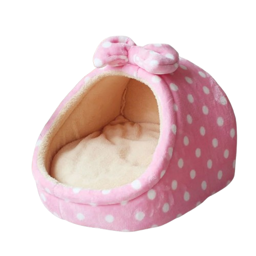Niche pour Chihuahua rose à points – Confort maximal avec intérieur moelleux, parfait pour les petits chiens ou chats