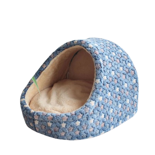 Niche pour Chihuahua bleue avec des étoiles – Confort maximal avec intérieur moelleux, parfait pour les petits chiens ou chats