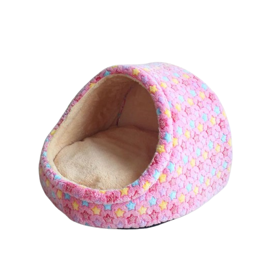 Niche pour Chihuahua rose avec des étoiles – Confort maximal avec intérieur moelleux, parfait pour les petits chiens ou chats