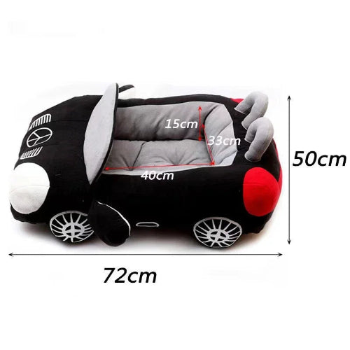 Niche pour Chihuahua en forme de voiture Mercedes noire – Confort maximal, parfait pour les petits chiens ou chats - dimensions